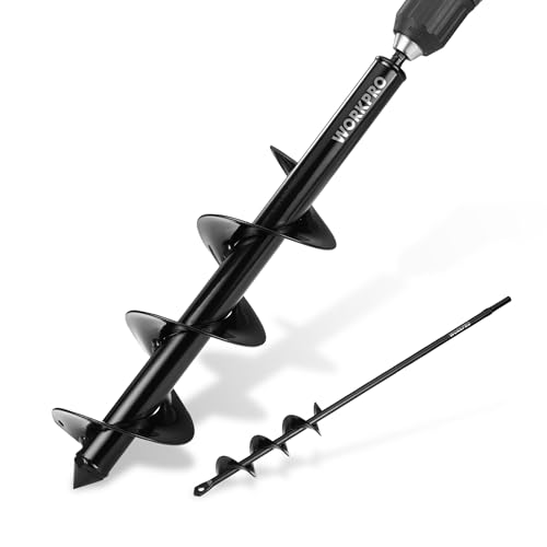WORKPRO 2PC Auger Drill Bit Set for Planting – 1.6 x 16 Inch & 3.5 x 16 Inch