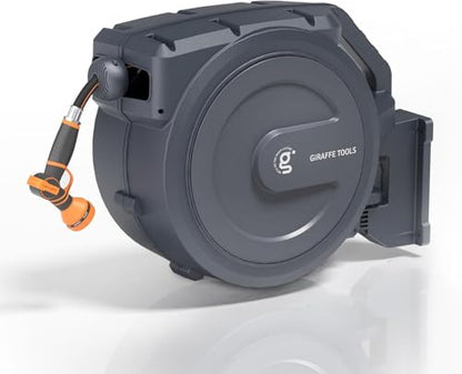 Giraffe Tools Retractable Garden Hose Reel 5/8" 62FT Auto Rewind Wall Mount - size: 5/8''62ft