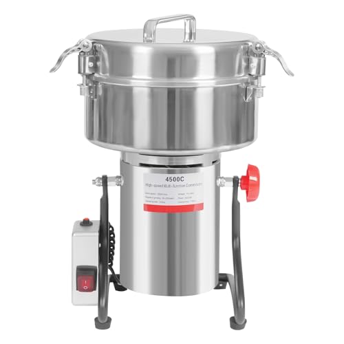 Electric Grain Mill Grinder, 4500g High Speed Commercial Grinder Machin Stainless Steel Superfine powder Pulverizer Multi-Function Material Grinding Machine w/Mesh Screen for Grains Herbs (4500g) - size: 4500g