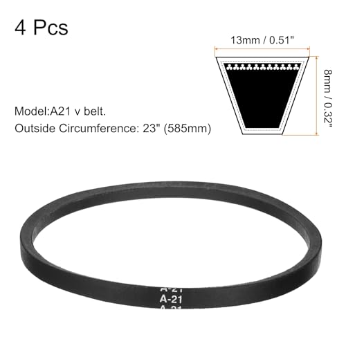 uxcell 4pcs A21 or 4L230 Classic Wrapped Rubber V-Belt, 21"(535mm) Inside Circumference, A Profile V Belt - size: A21