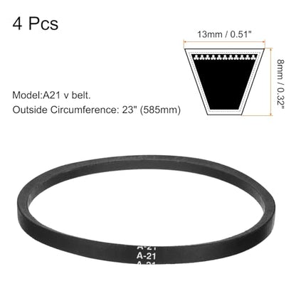 uxcell 4pcs A21 or 4L230 Classic Wrapped Rubber V-Belt, 21"(535mm) Inside Circumference, A Profile V Belt - size: A21