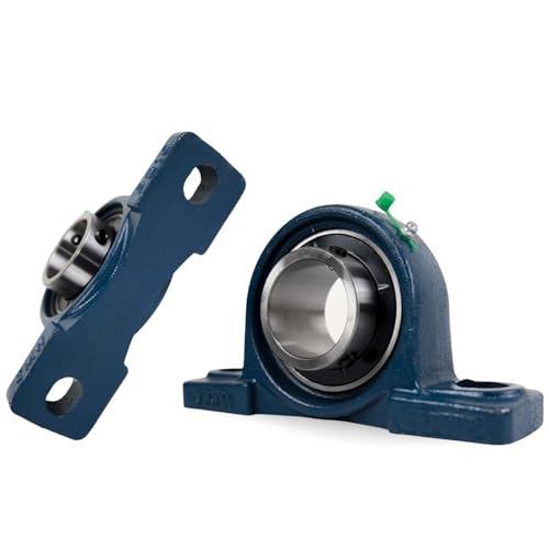 Jeremywell UCP208-24 Pillow Block Bearing (2 Pack), 1-1/2 inch Bore, 2 Bolt Flange Mounted, Solid Cast Iron Base, Self-Alignment - size: UCP208-24