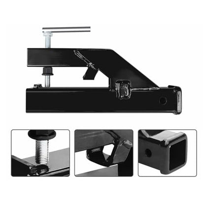 Clamp On Trailer Hitch Receiver 2 Inch Ball Mount Adapter for Tractor Bucket Fits All 2" Hook Inserts, Black
