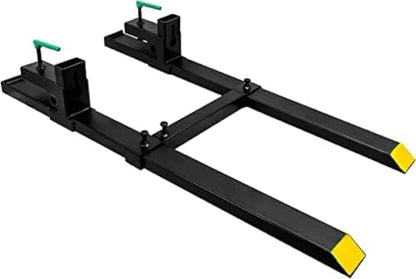 Clamp On Debris Forks To 48-60" Bucket, Heavy Duty Pallet Fork Fit For Loader Bucket Skidsteer Tractor,60''with Stabilizer Bar 4000LBS - size: 60''with Stabilizer Bar 4000LBS