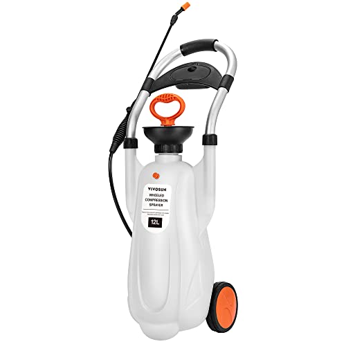 VIVOSUN 3.2 Gallon Lawn and Garden Wheeled Pump Compression Sprayer - size: 1.35 Gallon/5L