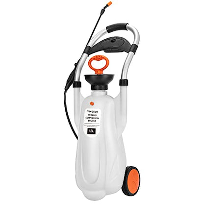 VIVOSUN 3.2 Gallon Lawn and Garden Wheeled Pump Compression Sprayer - size: 1.35 Gallon/5L