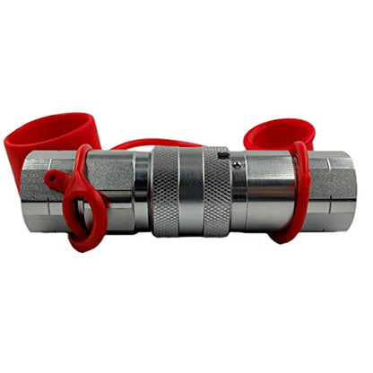 ISO16028 1/4'' Flat Face Hydraulic Quick Connect Coupling/Coupler Set W/Red Dust Cap 1/4'' NPT Thread - size: 1-Set 1/4" NPT