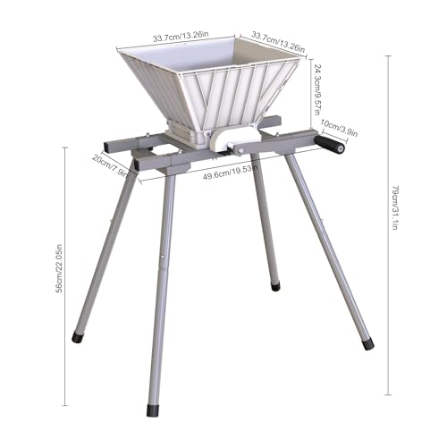 SQUEEZE master Fruit Apple Wine Classic Crusher With Stand-7 Litre/1.8Gallon Manual Grinder- Large Nylon Hoopper-Nylon Teeth-Silver - style: nylon hopper+nylon teeth+stand