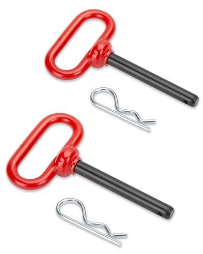 1/2 inch Trailer Hitch Pin and Clip, 1/2" x 4" Tow Hitch Pin Rubber Coated Red Handle Pin for Tractors, Towing, Lawn Mower, Golf Cart and ATV, Heavy Duty Gate Pin Trailer Accessories One-Handed - color: Red