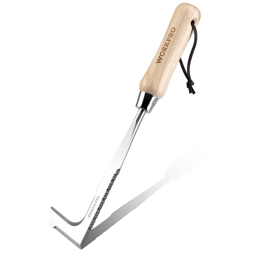 WORKPRO Crack Weeder, 12" Stainless Steel Crevice Weeding Tool with Ash Wooden Handle