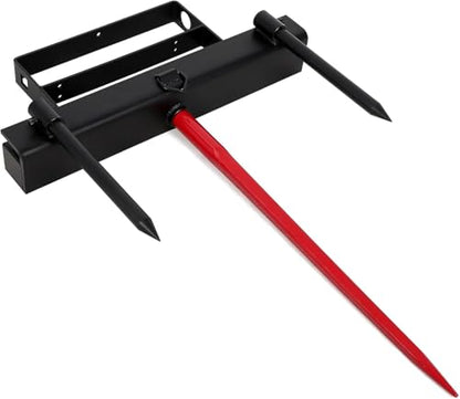 39"+2 * 17.5" Hay Spear,Bale Spear 4000lbs Capacity Universal HD Front Skid Steer Tractor Loader Bucket Attachment Quick Attach for Bobcat Tractors
