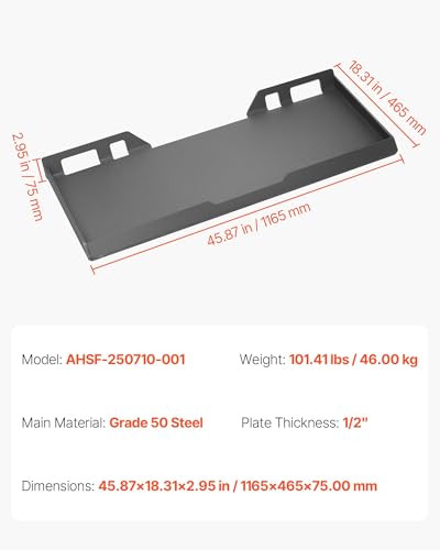 VEVOR 1/2 in Skid Steer Mount Plate, Universal Quick Attach Mount Plate, Easy to Bolt, 9000lbs Load Capacity, Heavy Duty Steel Loader Plates Compatible with Kubota Bobcat Skid Steers & Tractors - size: 1/2 Inch