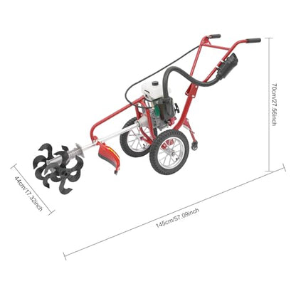 4HP 3-in-1 Gasoline Cultivator, 4-Stroke 63CC Lawn Mower - size: 4HP 3-in-1
