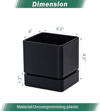 D'vine Dev Plastic Herb Planter Pot, 4 in, Black, 76-Y-B1-1 - color: Black, size: 4 Inch x 4.5 Inch