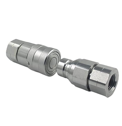 ISO16028 1/4'' Flat Face Hydraulic Quick Connect Coupling/Coupler Set W/Red Dust Cap 1/4'' NPT Thread - size: 1-Set 1/4" NPT