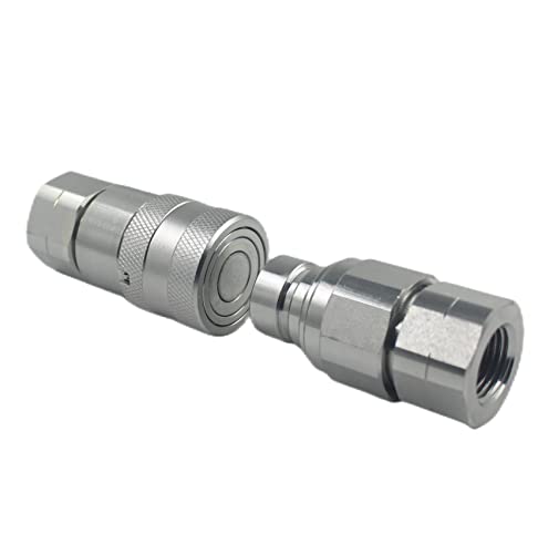 ISO16028 3/8'' Flat Face Hydraulic Quick Connect Coupling/Coupler Set W/Red Dust Cap 3/8'' NPT Thread - size: 1-Set 3/8" NPT