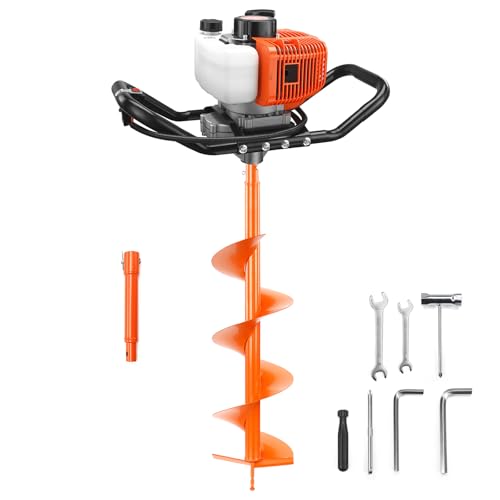 NEO-TEC 63CC Post Hole Digger Gas Powered, 2-Stroke Earth Auger with 8" Bit - size: 63CC+8"+1 Extension