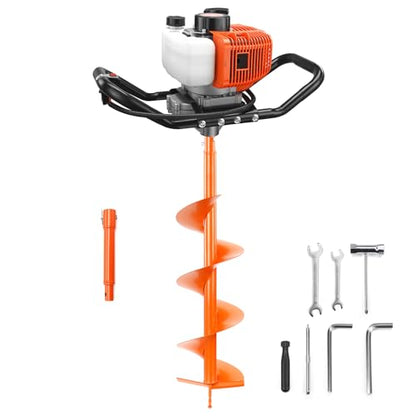 NEO-TEC 63CC Post Hole Digger Gas Powered, 2-Stroke Earth Auger with 8" Bit - size: 63CC+8"+1 Extension