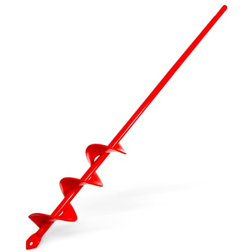 Red Garden Auger Drill Bit for Planting, 1.6"x16.5" Post Hole Digger & Bulb Planter Tool, Fits 3/8" Hex Drive Drill, for Seeds, Flowers, Tree Roots, Fence Posts and so on - color: Red, size: 1.6"x16.5"