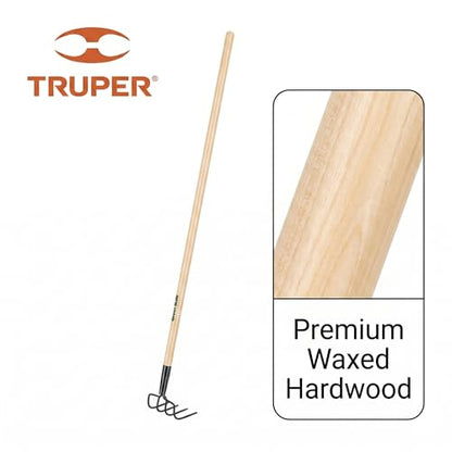 Truper GreenBuilt 4-Tine Welded Cultivator, 48-Inch Premium Waxed Hardwood Handle, Heavy-Duty Soil Aerating and Weeding Tool (Model 30029 / CUL-PE) - size: 48-Inch, style: Wood Handle