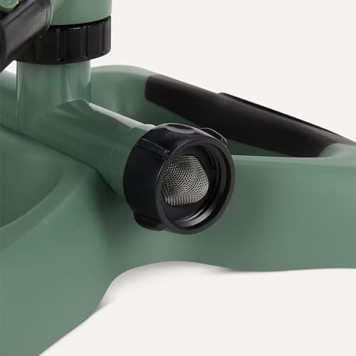 Amazon Basics Whirling Rotating Lawn Sprinkler with Adjustable Arms, 1500 sq ft Coverage, Black - style: Rotary