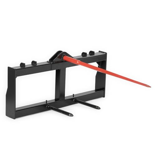 Titan Attachments Skid Steer Hay Frame Attachment, 43" Hay Spear and Stabilizer Spears, Rated 3,000 LB, Quick Tach Mounting, Hay Handing Equipment for Bobcat Tractors - size: Frame + 43" Spear