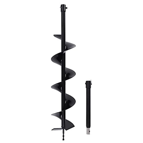 Auger Drill Bit 6'' + Extention Garden Auger Spiral Drill Bit Auger Spiral Hole Drill for Post Holes Replacement Earth Digger Planting Drill - style: 6" Bit