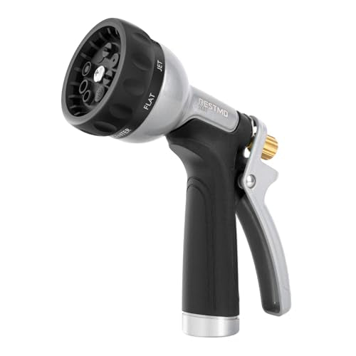 RESTMO Garden Hose Nozzle Heavy Duty, Rear Trigger Water Sprayer, Black - color: Black