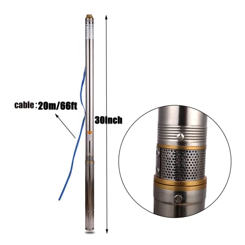 2.5" Deep Well Pump 0.75Hp Submersible Deep Well Pump 220V/60Hz Single Phase Electric Submersible Well Pump 197ft/13.2GPM Water Pump 1"bore Impeller Well Pump with Control Box for Industrial - size: 220V/60Hz 0.55KW 0.75HP 1"