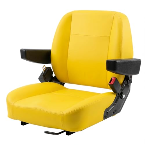 SEATIN Universal Grey Tractor Seat,with Micro Switch,Armrest and Safety Belt,For Scag Ferris Hustler Gravely Bad Boy Kubota Toro Zero-Turn Mowers & Tractors (YELLOW) - color: YELLOW