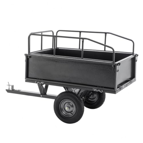 600 LBS Utility Trailer, 17 Cubic Feet Heavy Duty Steel Dump Cart Garden Trailer with Removable Sides,Hand Pull or Foot Pedal Garden Dump Cart for ATV, UTV, Lawn Mowers and Tractors
