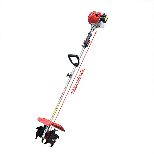 42.7CC Handheld Tiller Cultivator 2-Stroke Gas Powered Garden Rotary Cultivator Rototiller Mini Cordless Weeding Tilling Tool for Gardening,Sandy Land, Loose Soil, Cultivation of Cash Crops