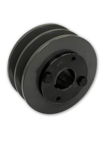 Double Groove 8.75" Cast Iron Electric Motor" H" Pulley/Sheave, Bushing Included, for 5/8" Top Width B/5L/BK/5LK Section V Belt, 2 Groove Pulley (1" Shaft / 1.00 Bore, 2BK90H) - size: 1" Shaft / 1.00 Bore