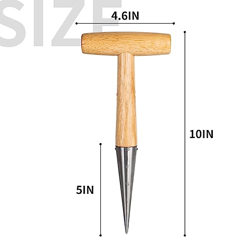 FLORA GUARD Garden Dibber Tool, Steel Seed Planter with Wood Handle