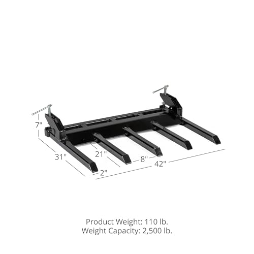 Titan Attachments 21" Fork Length Clamp-On Debris Forks V2, Fits Loader Buckets, Skid Steers - style: Bucket Width: 48"