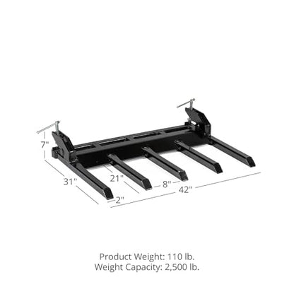Titan Attachments 21" Fork Length Clamp-On Debris Forks V2, Fits Loader Buckets, Skid Steers - style: Bucket Width: 48"