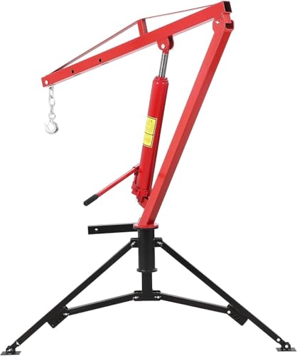 GarveeLife 1000 LBS Hydraulic Pickup Truck Crane, 360° Swivel Hitch Mounted Hoist with 3 Adjustable Booms, Truck Bed Crane for Lifting Engine, Deer, or Construction Goods-Red - color: Red