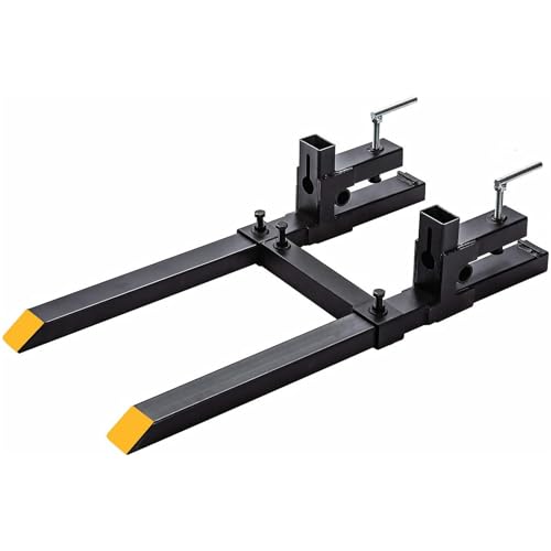 60" Clamp-On Pallet Forks with Adjustable Stabilizer Bar, 2000 Lbs Capacity for Heavy-Duty Tractor Bucket, Skid Steer, and Loader (2000 Lbs, 60")