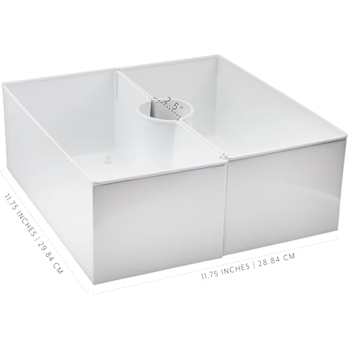AuldHome Design Umbrella Planter for Patio Table (White Square), w/Umbrella Hole, Enamelware Rectangular Planter Pots - color: White, size: Large Square