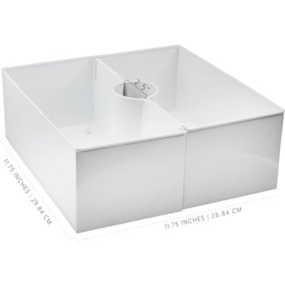 AuldHome Design Umbrella Planter for Patio Table (White Square), w/Umbrella Hole, Enamelware Rectangular Planter Pots - color: White, size: Large Square
