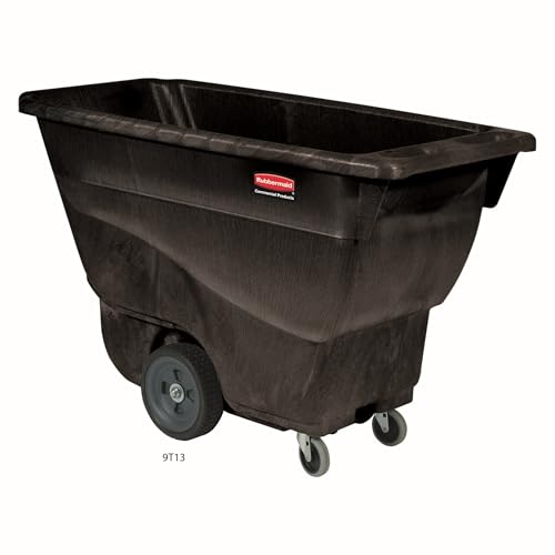 Rubbermaid Commercial Products Tilt Dump Truck, 450 lbs 1/2 Cubic Yard Heavy Load Capacity with Wheels, Black, Trash Recycling Cart for Construction/Commercial/Industrial Transportation - size: 1/2 cubic yard