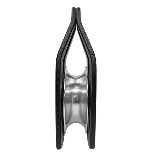 GM CLIMBING Large Rescue Pulley 32kN Single Sheave with Swing Plate CE UIAA Certified - color: Black | 1 Pack