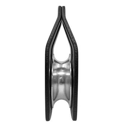 GM CLIMBING Large Rescue Pulley 32kN Single Sheave with Swing Plate CE UIAA Certified - color: Black | 1 Pack