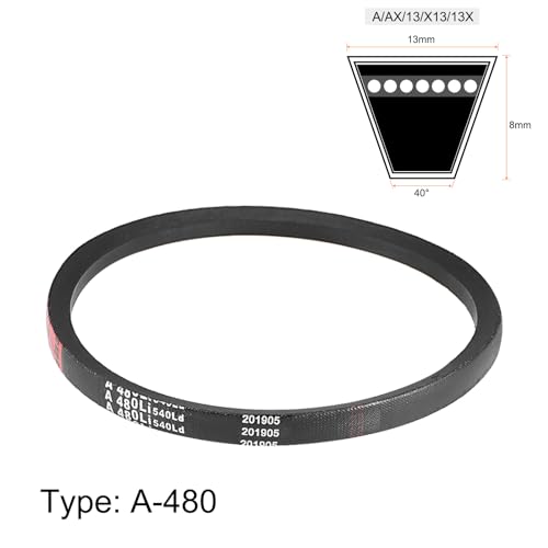 uxcell A480 V-Belts 480mm Inner Girth 13mm Top Width 8mm Thickness A-Section Rubber Drive Transmission Belt 2pcs - size: 19"