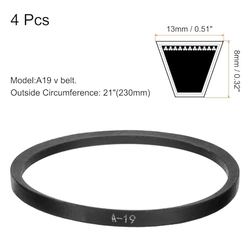 uxcell 4pcs A19 or 4L210 Classic Wrapped Rubber V-Belt, 19"(480mm) Inside Circumference, A Profile V Belt - size: A19