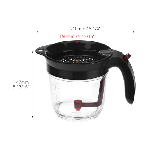 QWORK Fat Separator, 4 Cups / 1000 ml Grease Separator with Bottom Release - Soup Oil Separator Measuring Cup for Cooking