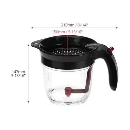 QWORK Fat Separator, 4 Cups / 1000 ml Grease Separator with Bottom Release - Soup Oil Separator Measuring Cup for Cooking