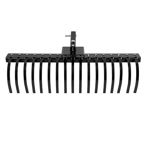 WUTIST 48" Tow Behind Landscape Rake Compatible with ATV UTV Tractor W/2" Receiver for Leaves, Debris, Grass, Pine Needles