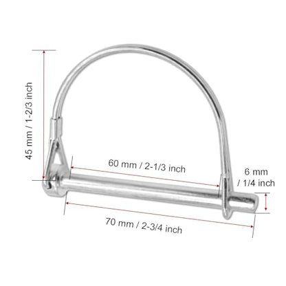 10-Pack Safety Coupler Hitch Pins with Round Loop 1/4 x 2-3/4 Inch - size: 1/4" x 2-3/4"