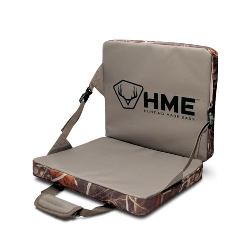 HME Durable Portable Compact Comfortable Weather-Resistant Versatile Hunting Folding Seat Foam Cushion with Adjustable Straps and Storage Pocket